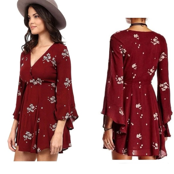 Free People Jasmine Embroidered Long Sleeve Mini Dress Size 2 - Picture 5 of 12